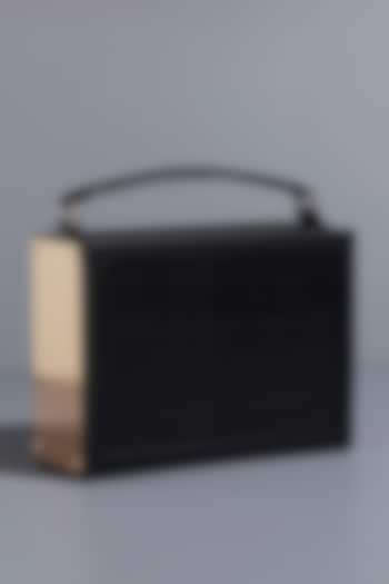 Black Genuine Leather Handle Box Bag by Tann-ed