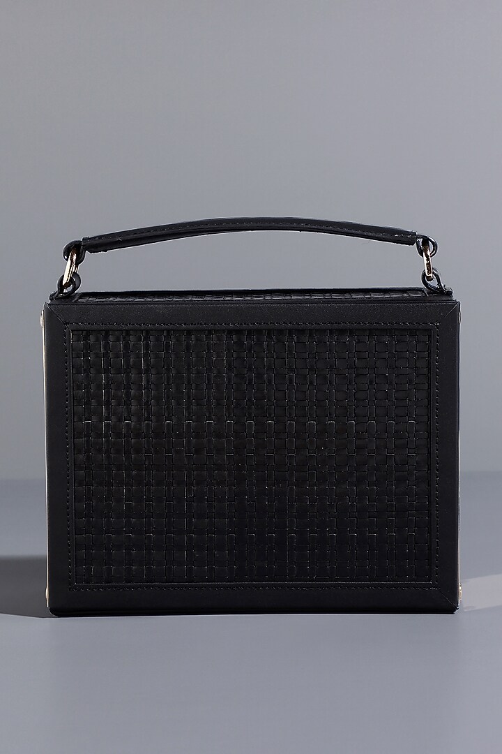 Black Genuine Leather Handle Box Bag by Tann-ed at Pernia's Pop Up Shop