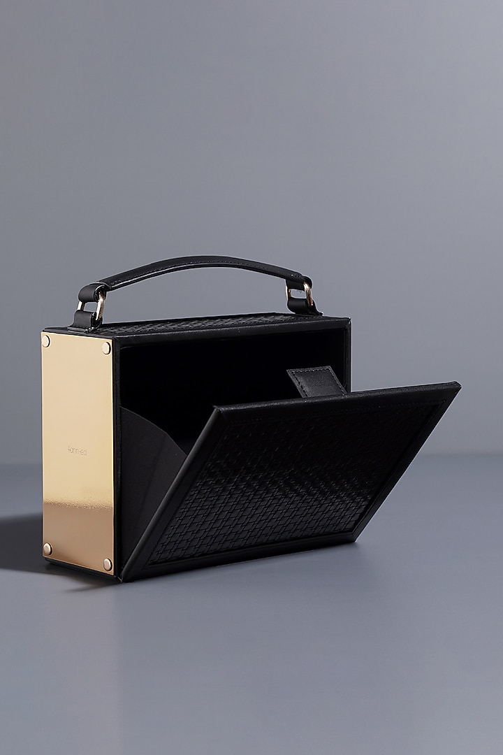 Black Genuine Leather Handle Box Bag by Tann-ed at Pernia's Pop Up Shop