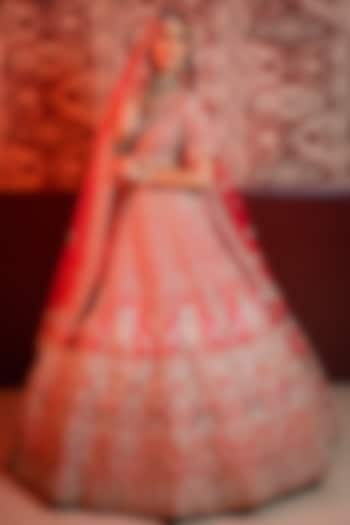 Pink Silk Dabka & Resham Embroidered Bridal Lehenga Set by Tanaksh at Pernia's Pop Up Shop
