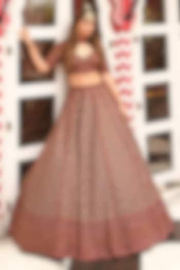 Rust Net Dori & Cutdana Embroidered Bridal Lehenga Set by Tanaksh at Pernia's Pop Up Shop