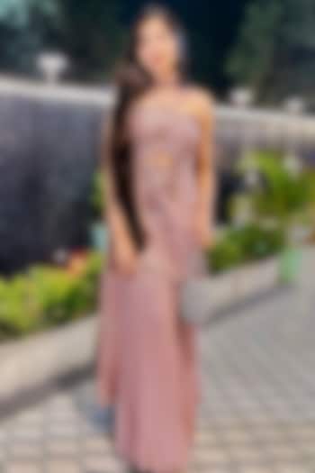 Powder Pink Georgette Wedding Sharara Set by Tanaksh at Pernia's Pop Up Shop