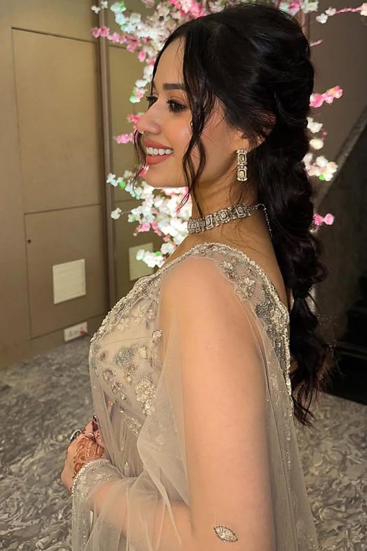 Silver Net Sequins Embroidered Bridal Sharara Set by Tanaksh at Pernia's Pop Up Shop