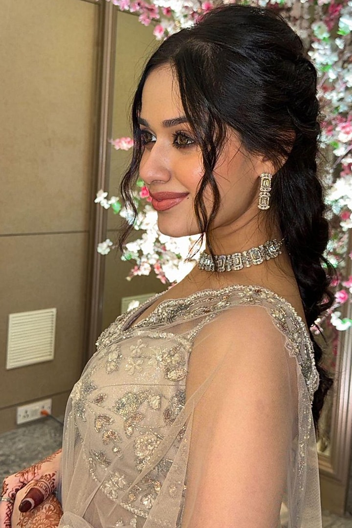 Silver Net Sequins Embroidered Bridal Sharara Set by Tanaksh at Pernia's Pop Up Shop