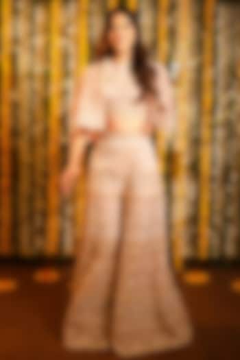 Pink Net Cutdana Embellished Cape Set by Tanaksh at Pernia's Pop Up Shop