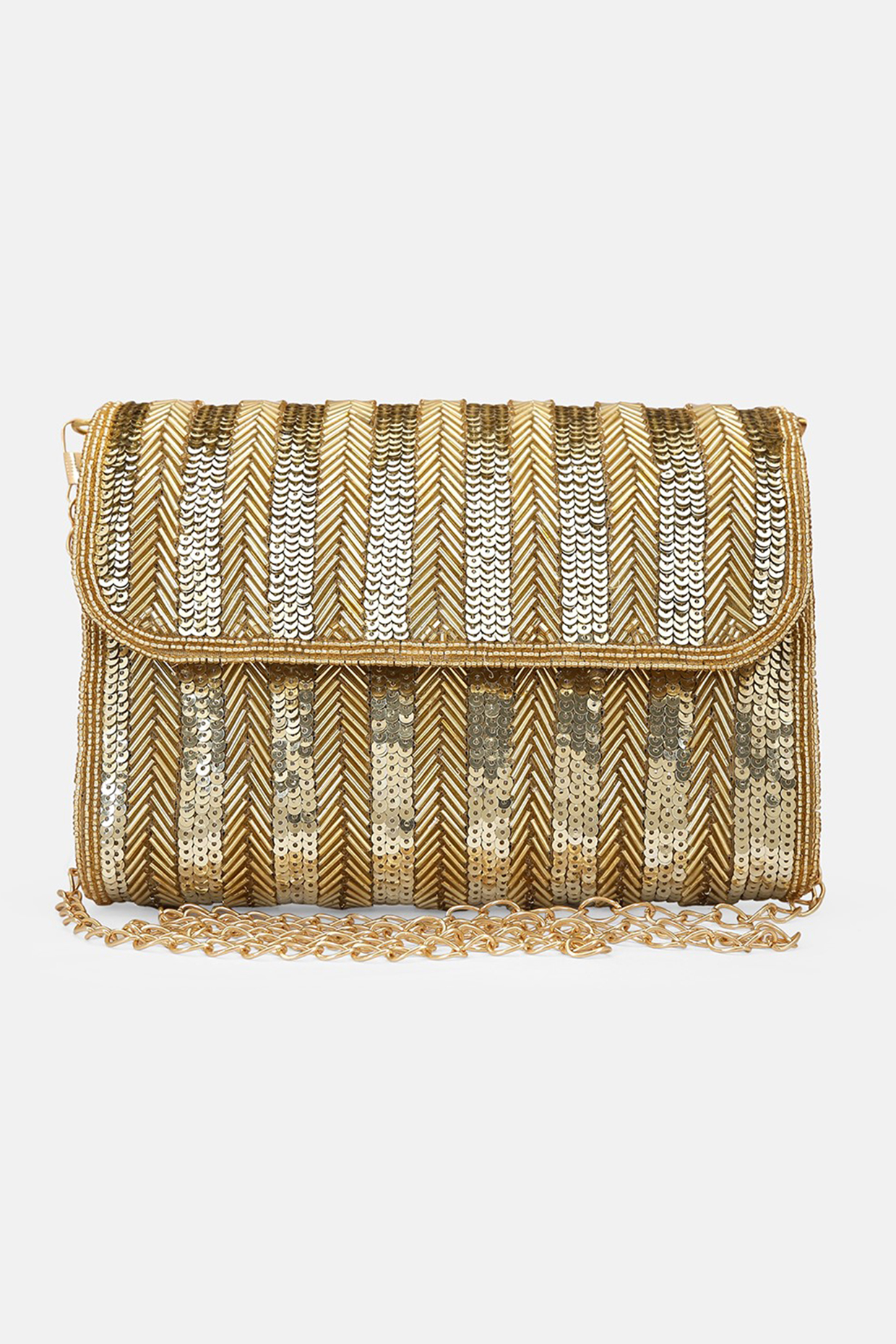 Gold Sequins Embellished Clutch by Tarini Nirula at Pernia's Pop Up Shop