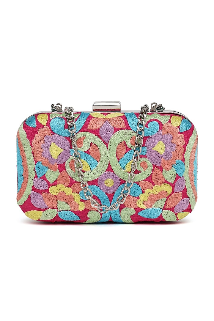 Multi-Colored Embroidered Clutch by Tarini Nirula