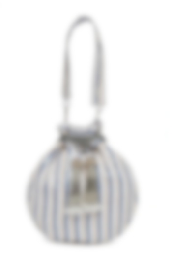 Silver & White Embroidered Potli by Tarini Nirula at Pernia's Pop Up Shop