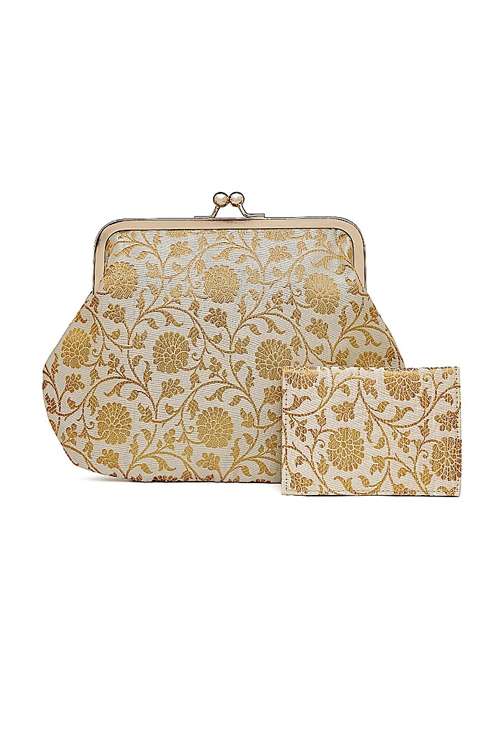 Gold Printed Sling Bag With Pouch by Tarini Nirula