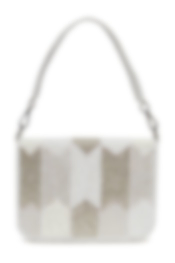 White Embellished Clutch by Tarini Nirula at Pernia's Pop Up Shop