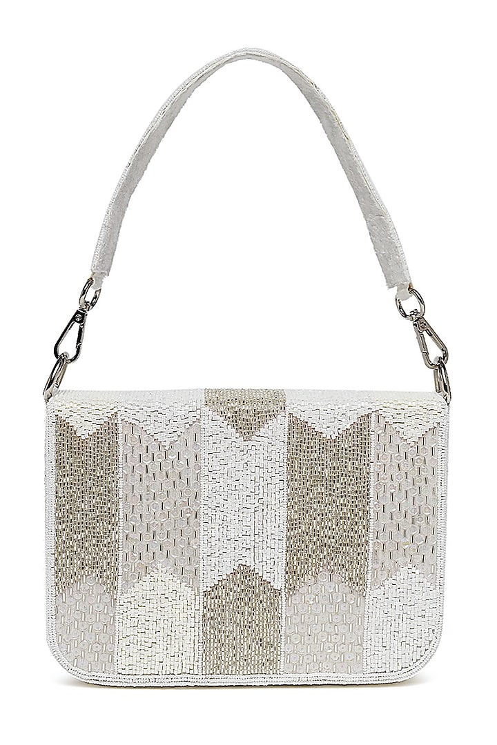 White Embellished Clutch by Tarini Nirula at Pernia's Pop Up Shop