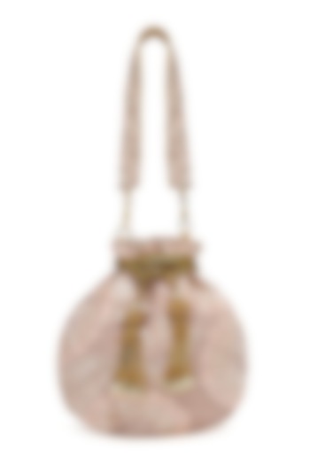 Blush Pink Thread Embroidered Potli by Tarini Nirula at Pernia's Pop Up Shop