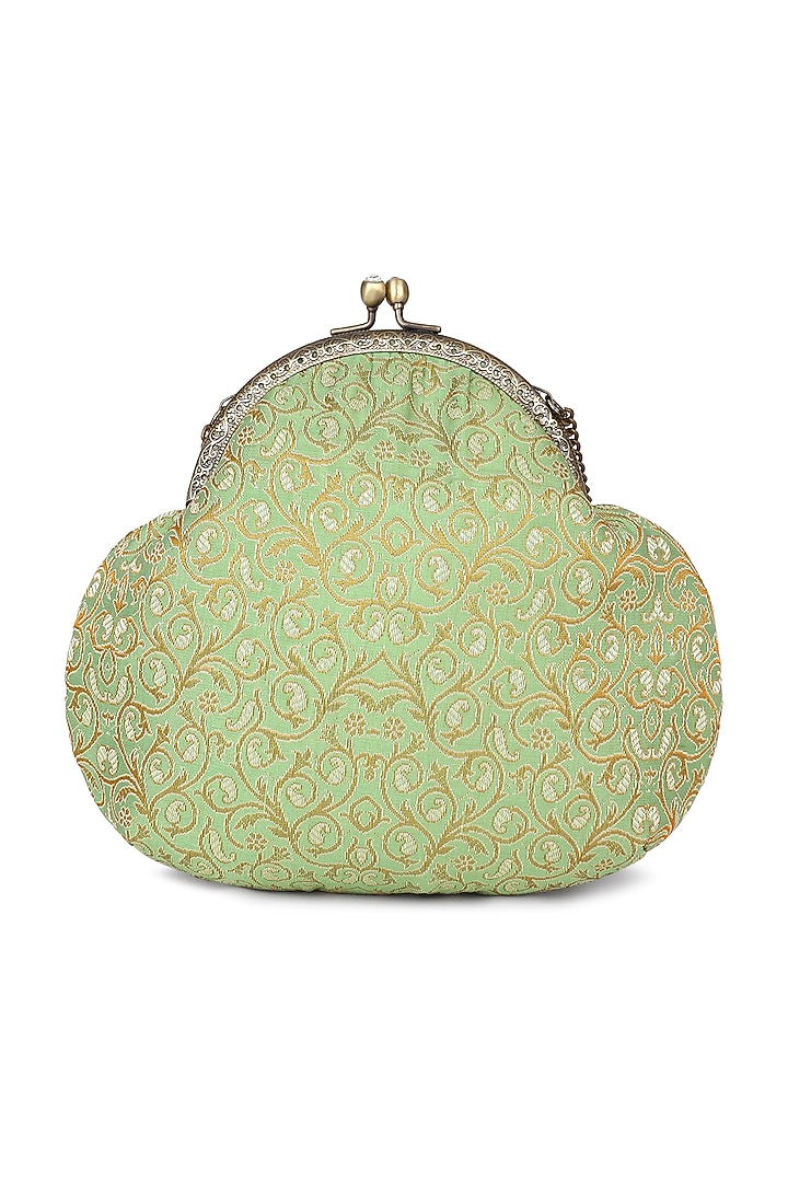 Green Brocade Stone Embellished Potli by Tarini Nirula at Pernia's Pop Up Shop