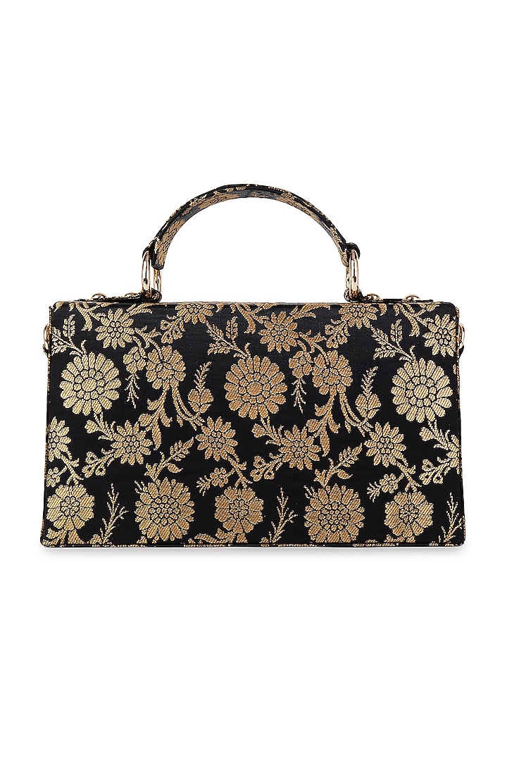 Black Jamawar Brocade Clutch by Tarini Nirula at Pernia's Pop Up Shop