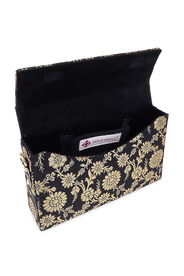 Black Jamawar Brocade Clutch by Tarini Nirula at Pernia's Pop Up Shop