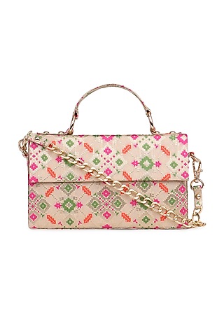 Multi-Colored Gharchola Brocade Clutch by Tarini Nirula