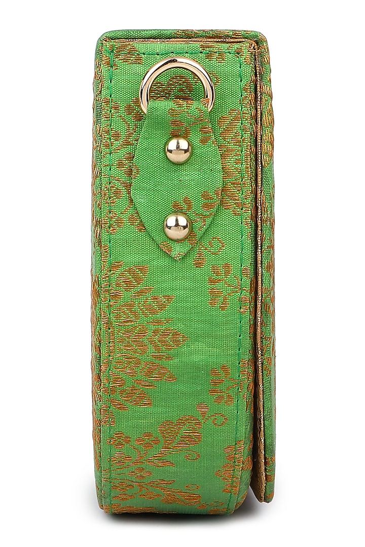Green & Gold Brocade Handcrafted Clutch by Tarini Nirula at Pernia's Pop Up Shop