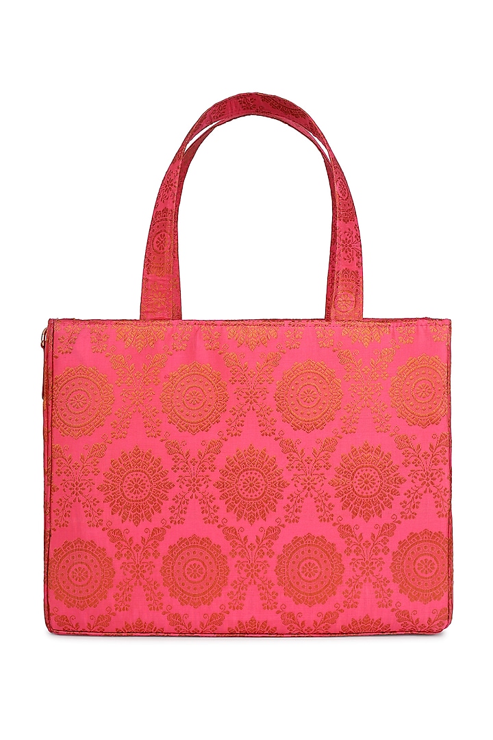 Pink & Gold Brocade Bag by Tarini Nirula