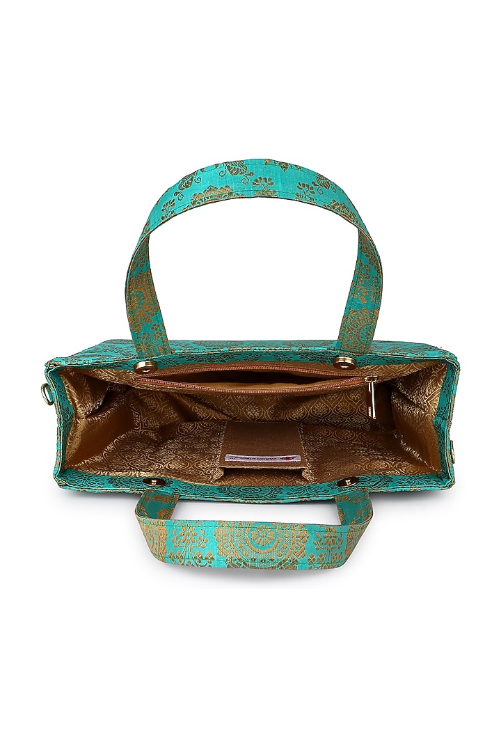 Teal & Gold Brocade Bag by Tarini Nirula at Pernia's Pop Up Shop