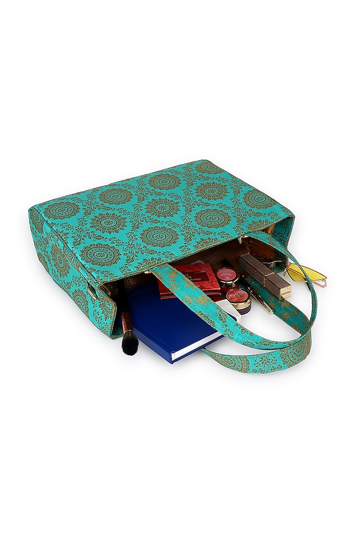 Teal & Gold Brocade Bag by Tarini Nirula at Pernia's Pop Up Shop