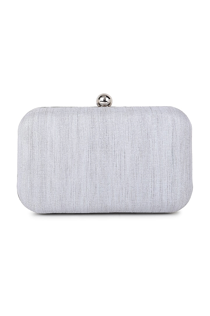Grey Poly Silk Glass Bead Work Clutch by Tarini Nirula at Pernia's Pop Up Shop