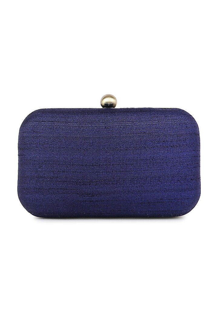 Blue Poly Silk Glass Bead Work Clutch by Tarini Nirula at Pernia's Pop Up Shop