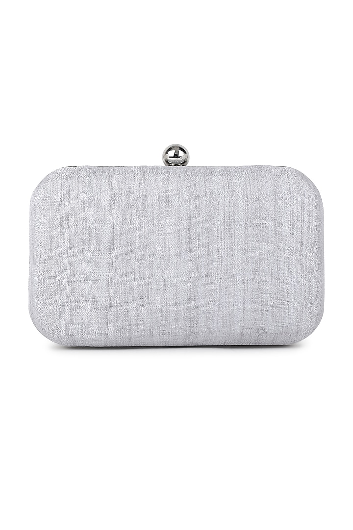 Grey Poly Silk Glass Bead Work Clutch by Tarini Nirula at Pernia's Pop Up Shop