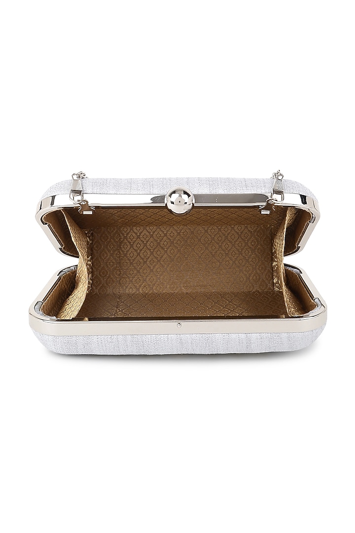 Grey Poly Silk Glass Bead Work Clutch by Tarini Nirula at Pernia's Pop Up Shop