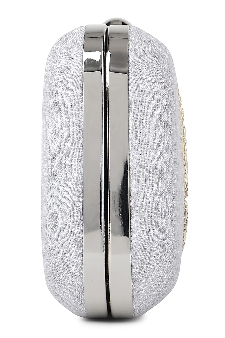 Grey Poly Silk Glass Bead Work Clutch by Tarini Nirula at Pernia's Pop Up Shop