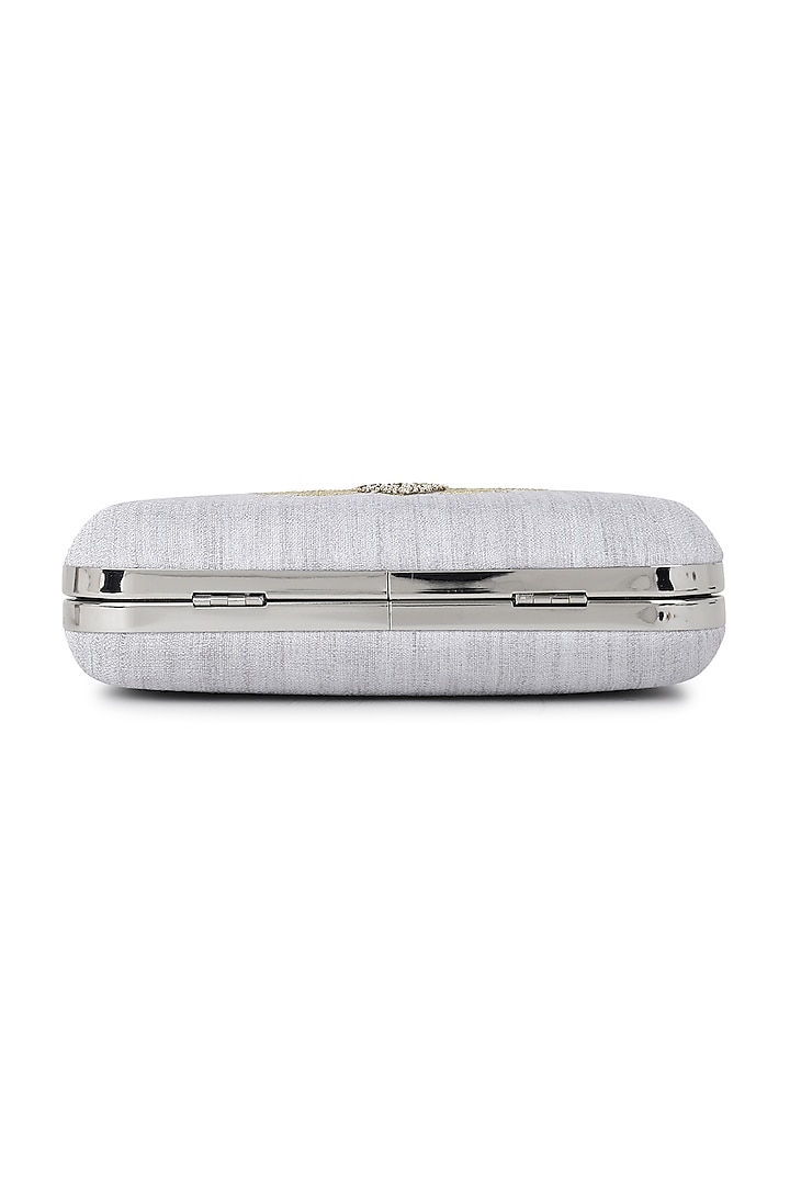 Grey Poly Silk Glass Bead Work Clutch by Tarini Nirula at Pernia's Pop Up Shop