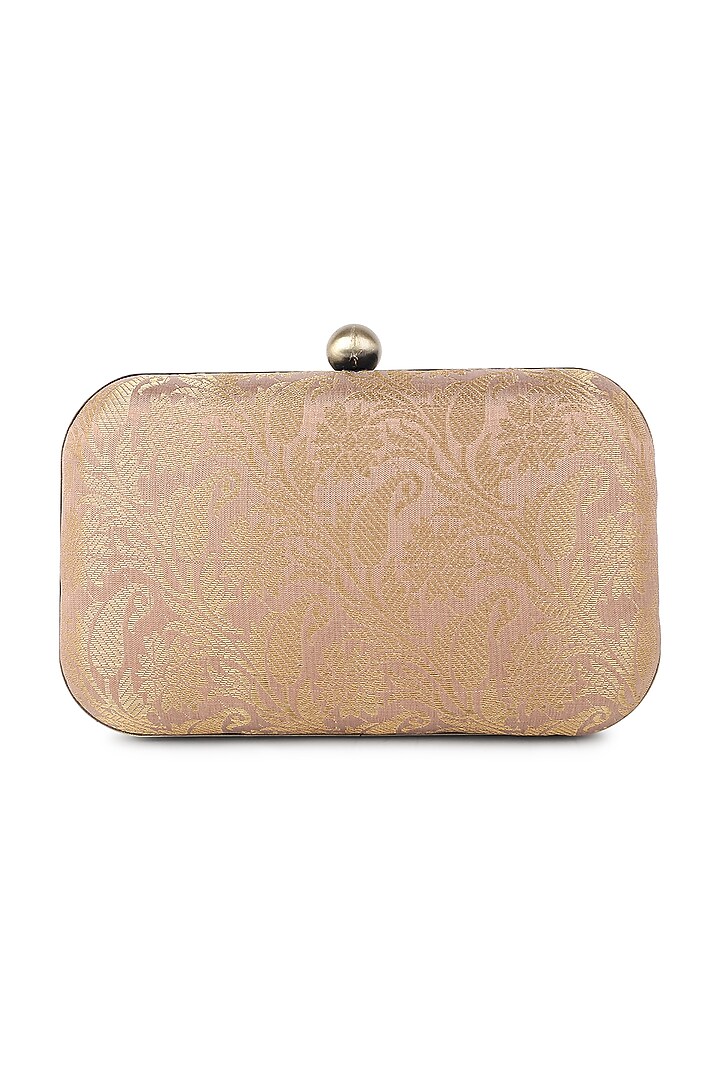 Gold Poly Silk Aari Handwork Clutch by Tarini Nirula at Pernia's Pop Up Shop