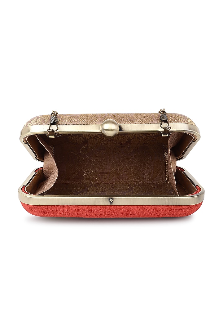 Rust Poly Silk Handwork Clutch by Tarini Nirula at Pernia's Pop Up Shop