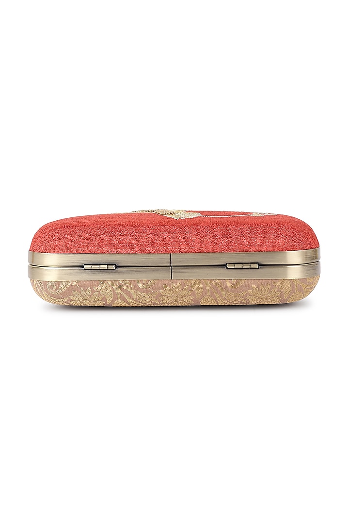 Rust Poly Silk Handwork Clutch by Tarini Nirula at Pernia's Pop Up Shop