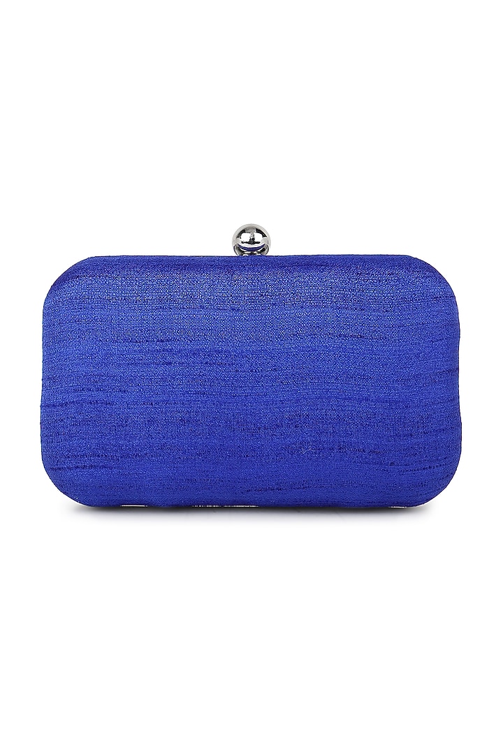Blue Poly Silk Handwork Clutch by Tarini Nirula at Pernia's Pop Up Shop