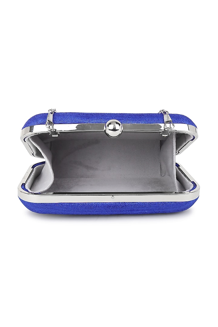 Blue Poly Silk Handwork Clutch by Tarini Nirula at Pernia's Pop Up Shop