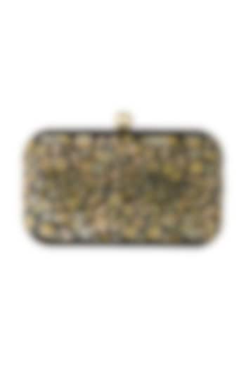 Black Suede Embellished Clutch by Tarini Nirula at Pernia's Pop Up Shop