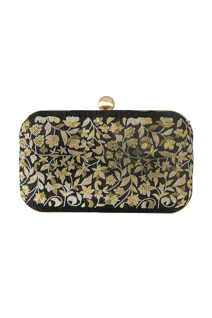 Black Suede Embellished Clutch by Tarini Nirula at Pernia's Pop Up Shop