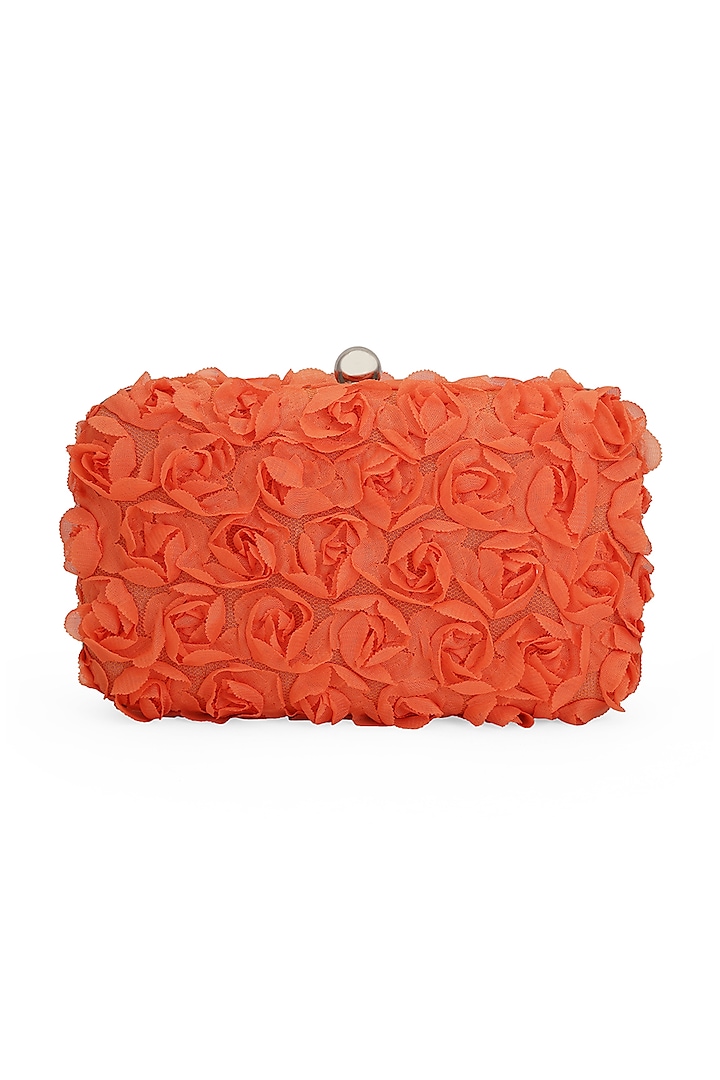 Orange 3D Rose Clutch by Tarini Nirula