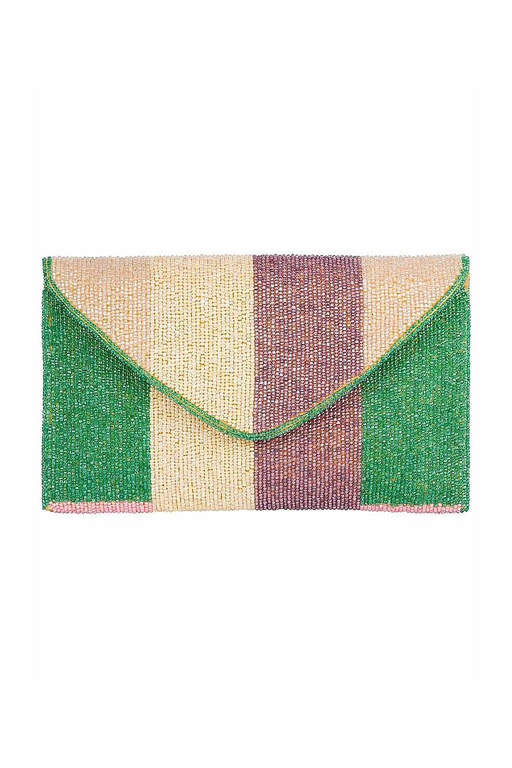 Multi-Colored Glass Bead Embellished Sling Bag by Tarini Nirula