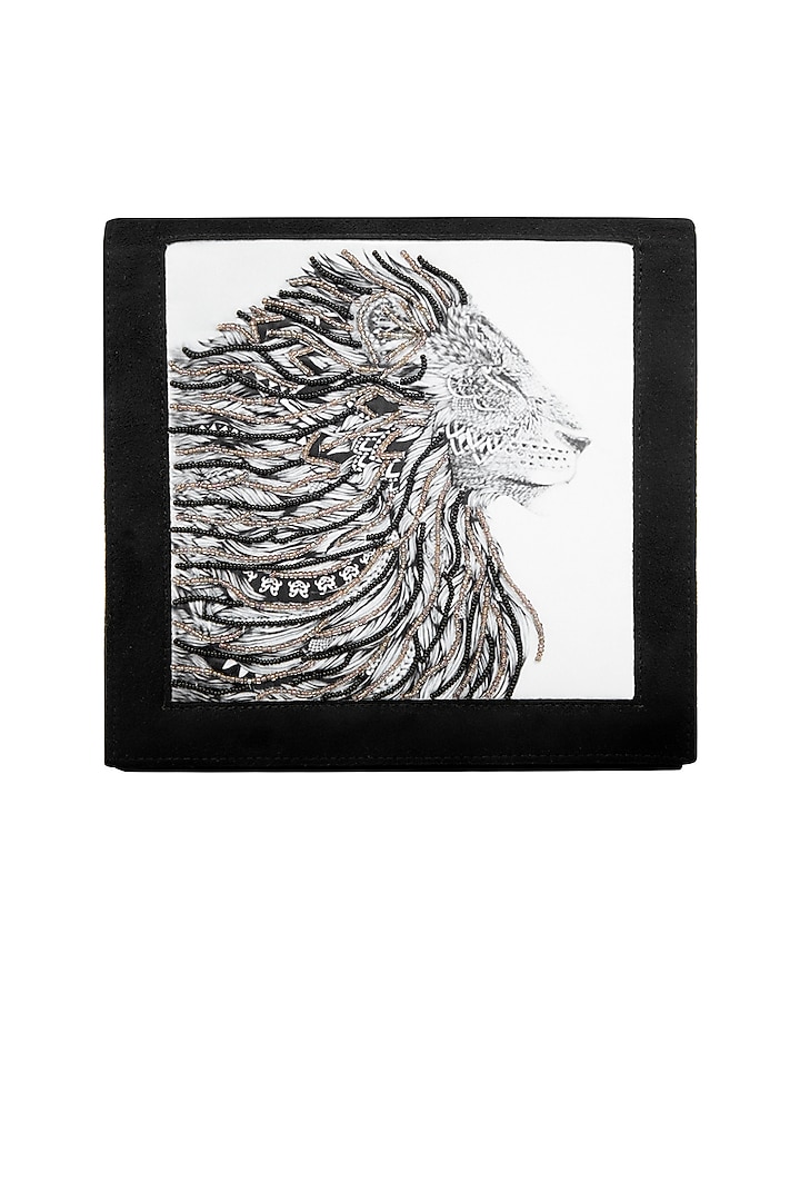 Black Embellished & Digital Printed Clutch by Tarini Nirula at Pernia's Pop Up Shop