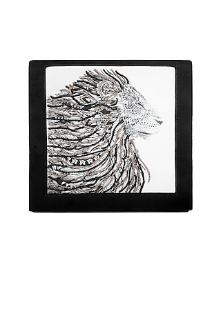 Black Embellished & Digital Printed Clutch by Tarini Nirula