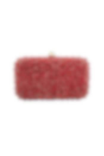 Red Stones Embellished Clutch by Tarini Nirula at Pernia's Pop Up Shop