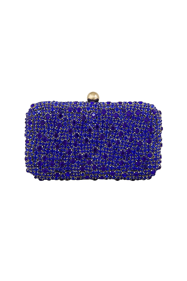 Blue Stones Embellished Clutch by Tarini Nirula