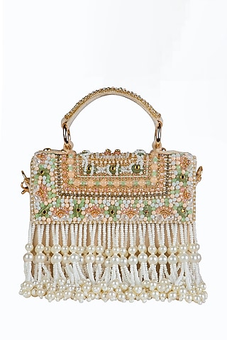 Multi-Colored Suede Embellished Clutch by Tarini Nirula