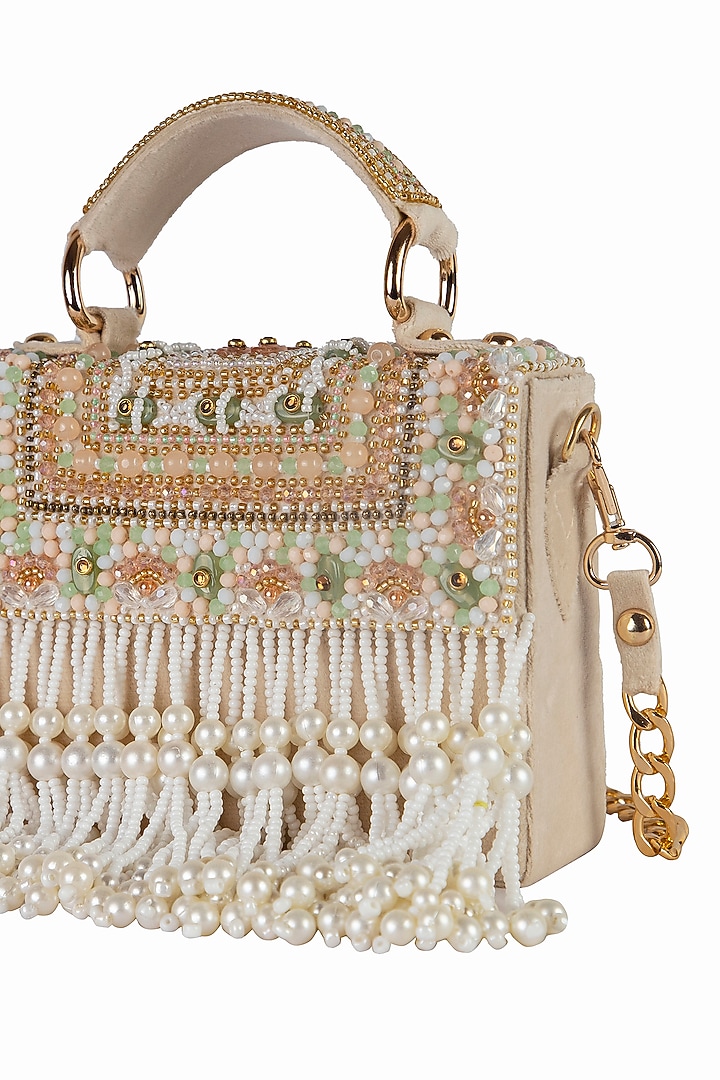 Multi-Colored Suede Embellished Clutch by Tarini Nirula at Pernia's Pop Up Shop