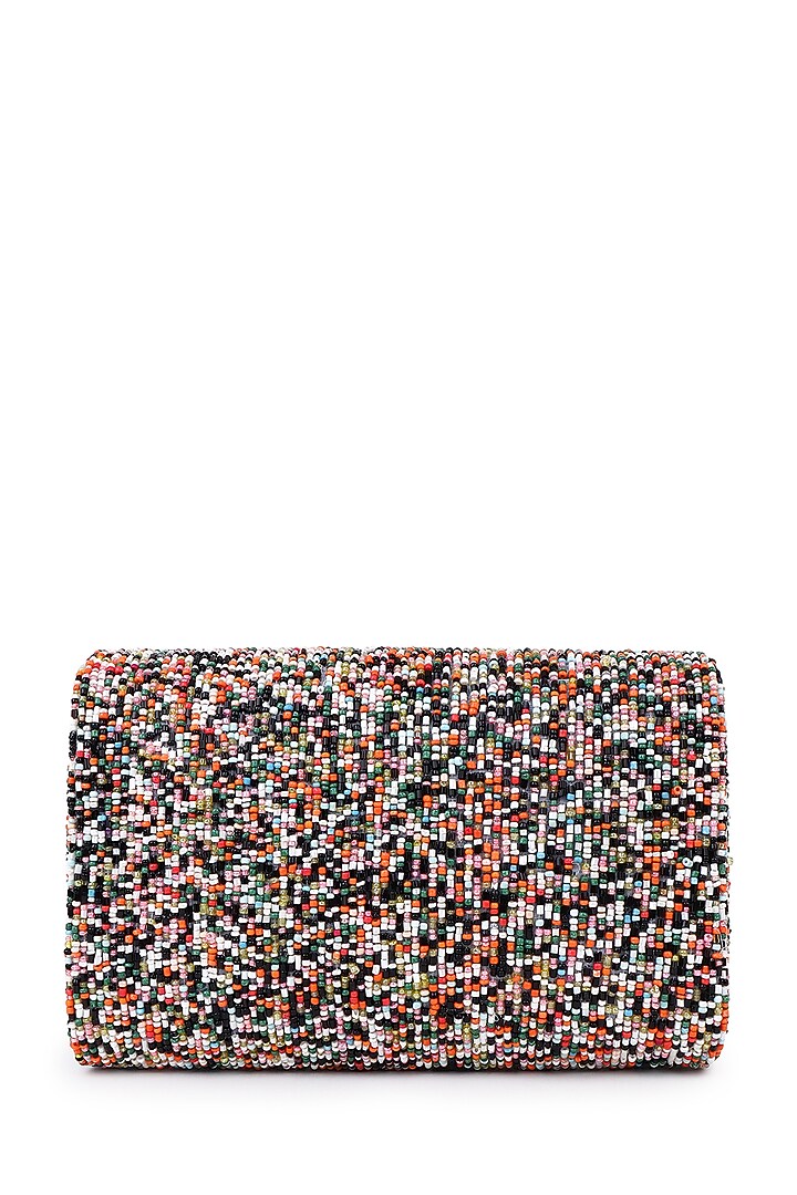 Multi-Colored Poly Silk Embellished Clutch by Tarini Nirula at Pernia's Pop Up Shop