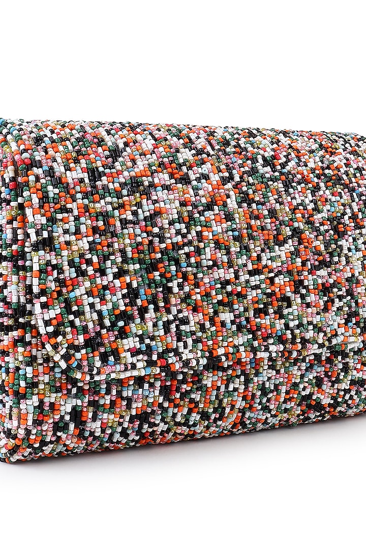 Multi-Colored Poly Silk Embellished Clutch by Tarini Nirula at Pernia's Pop Up Shop
