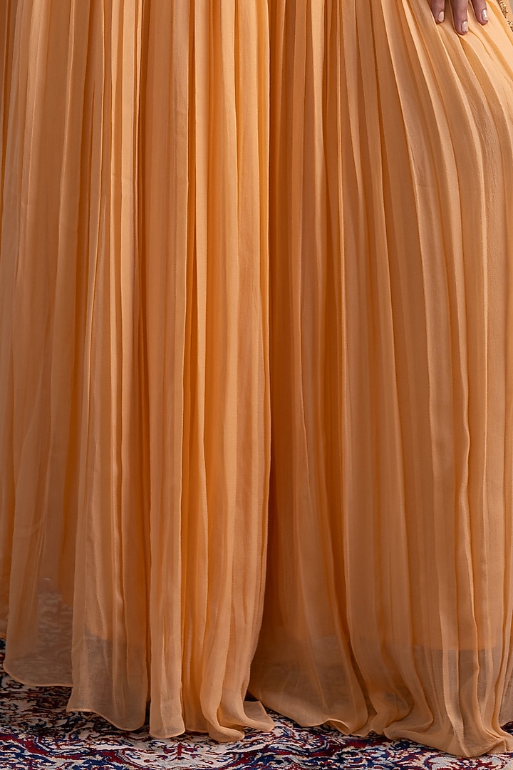 Peach Georgette Wedding Lehenga Set by Tanya Chopra at Pernia's Pop Up Shop