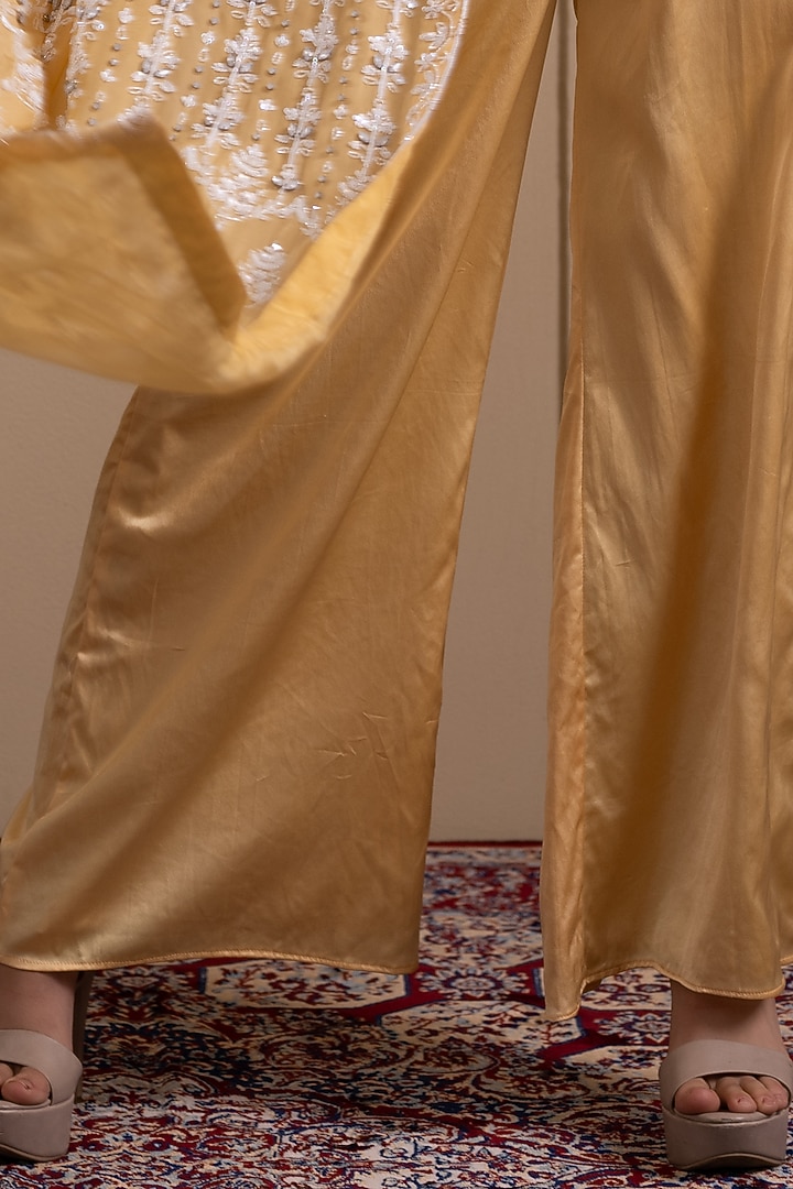 Pastel Yellow Organza Jacket Set by Tanya Chopra at Pernia's Pop Up Shop