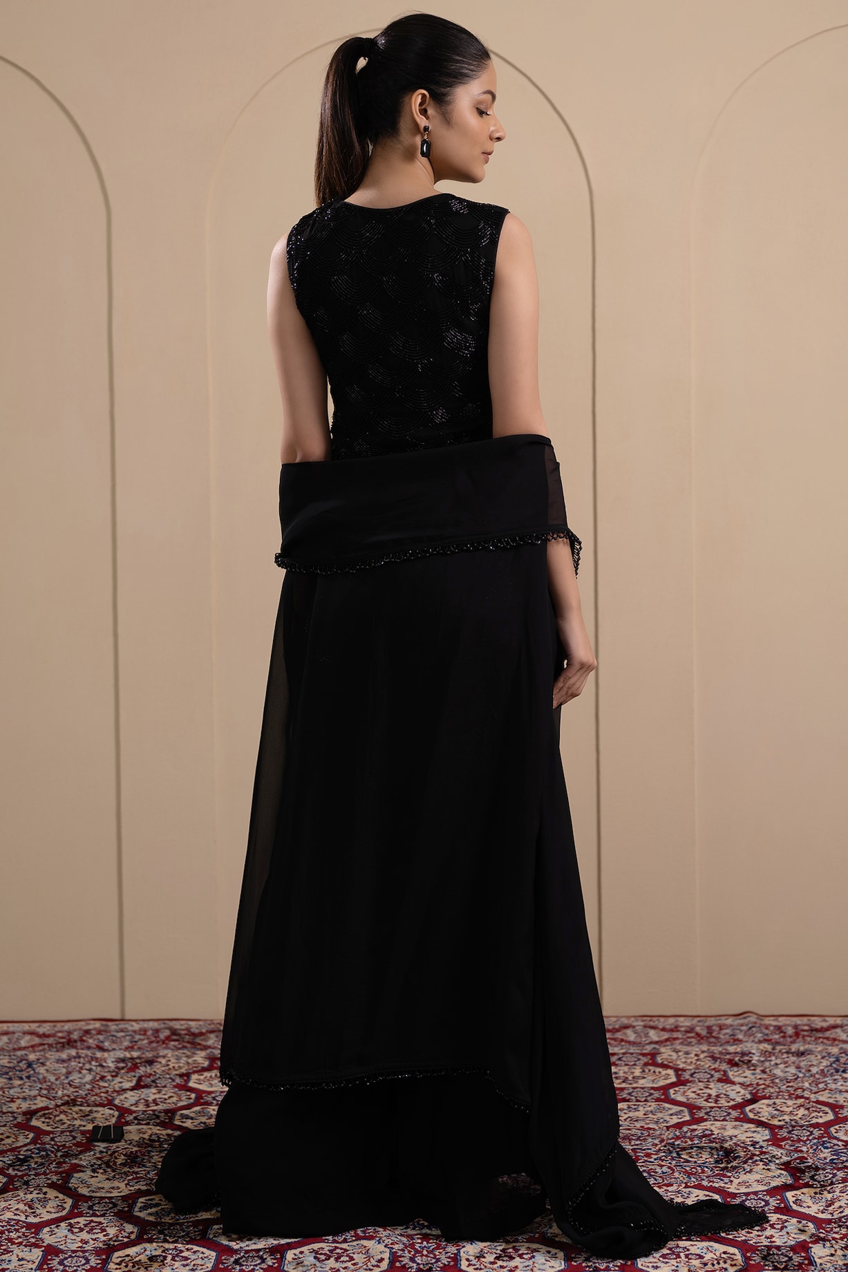 Black Georgette Cutdana Embroidered Kurta Set by Tanya Chopra at Pernia's  Pop Up Shop 2026